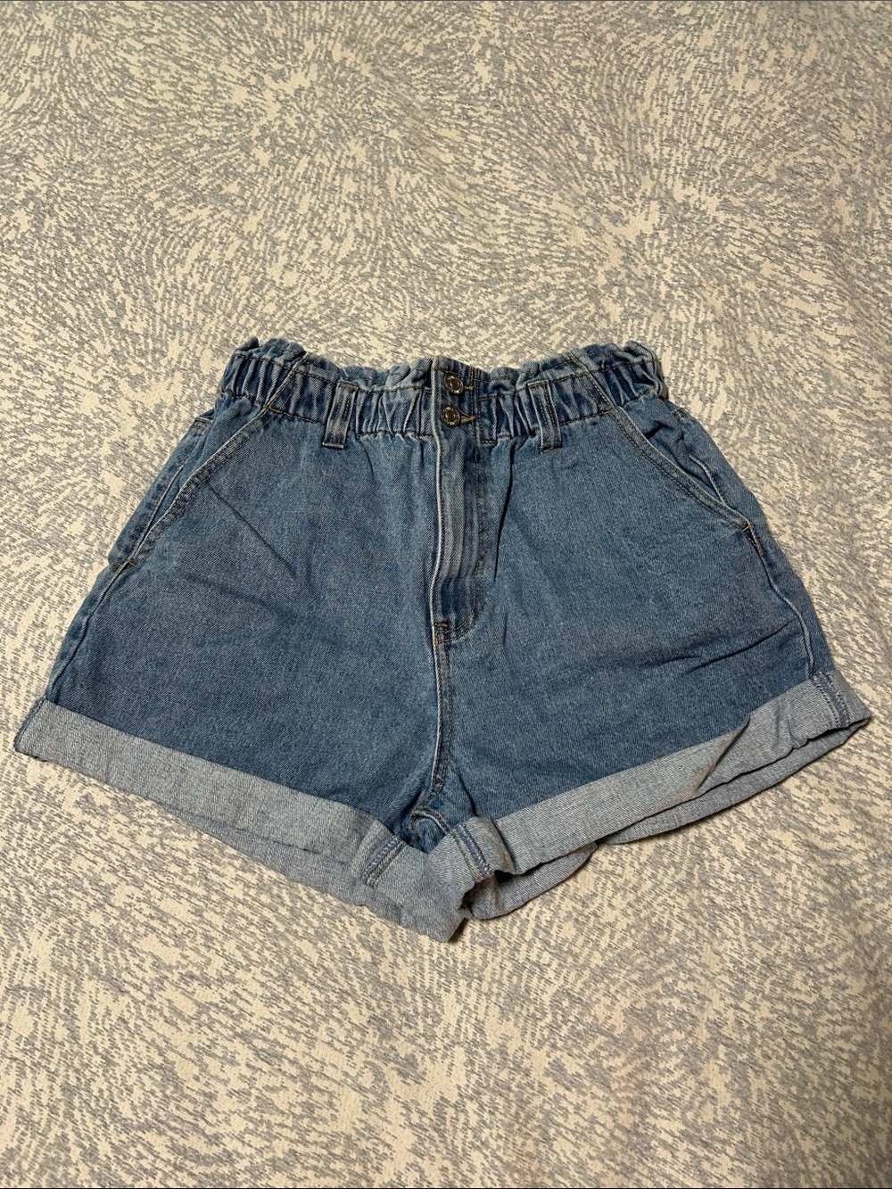 Denim Paper Bag Shorts